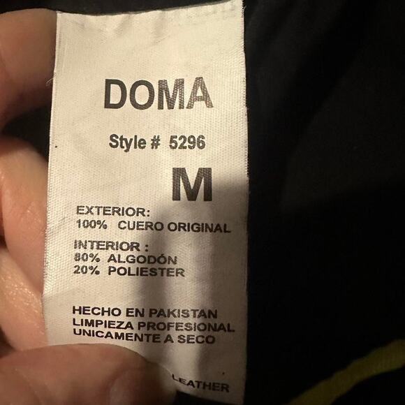 DOMA Black Genuine Leather Moto Jacket Buttery Soft Fitted Size M - Picture 11 of 11